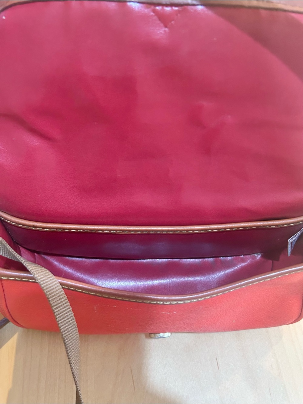Dooney & Bourke Red Eva Pouchette Leather Crossbody Shoulder Bag, Adjustable - Picture 8 of 9